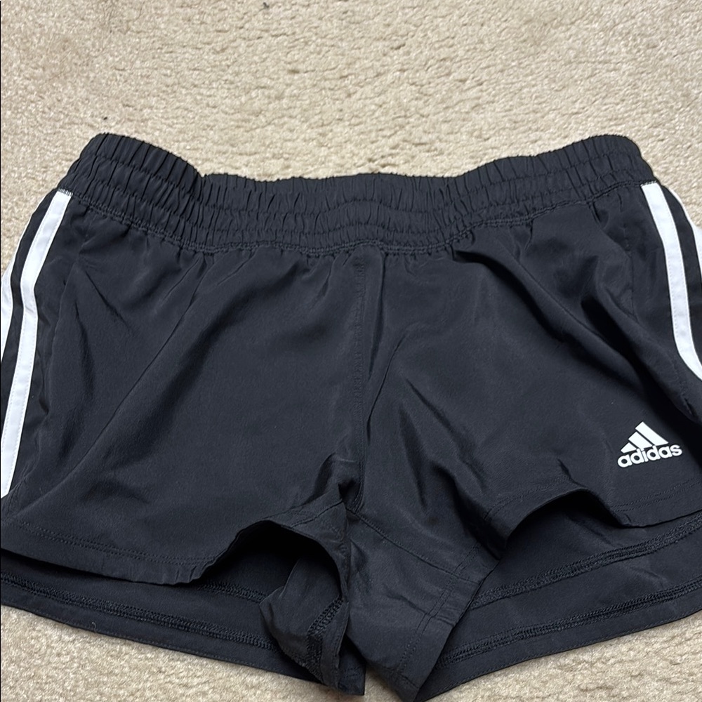 Adidas Black and White Athletic Shorts Lightweight Elastic Waist